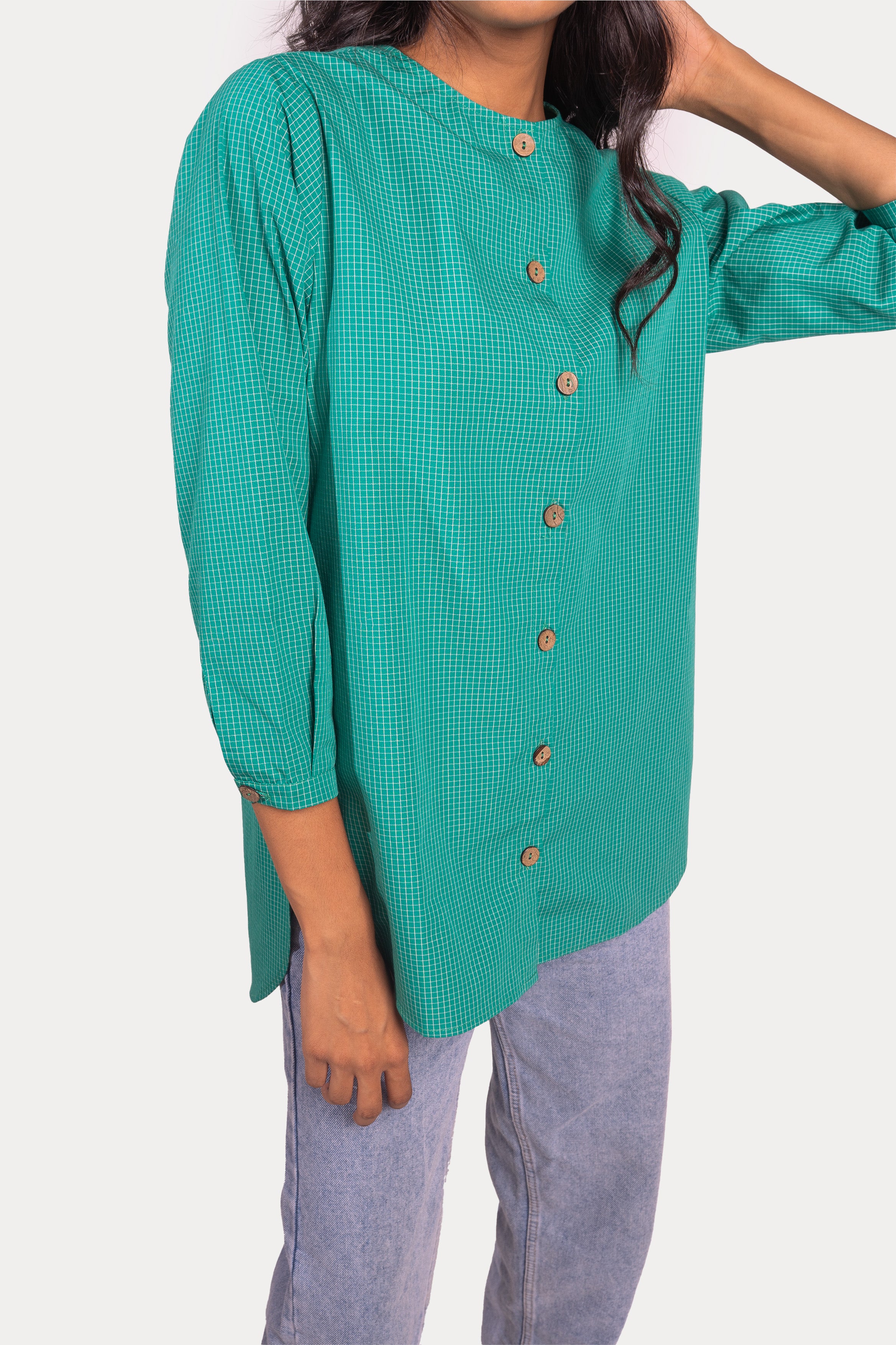 Squil Printed Shirt | Green Check