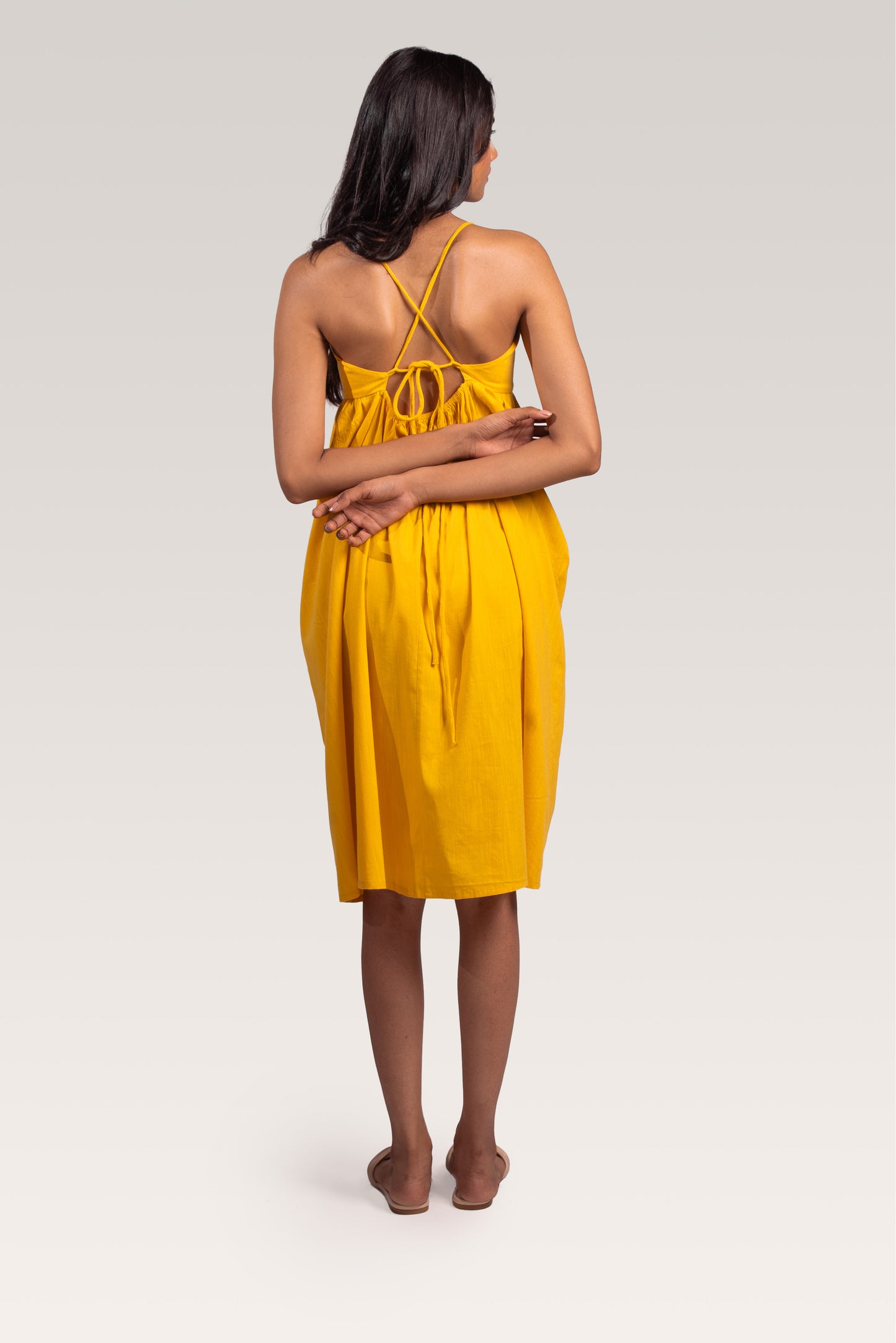Carna Noodle Strap Dress | Yellow