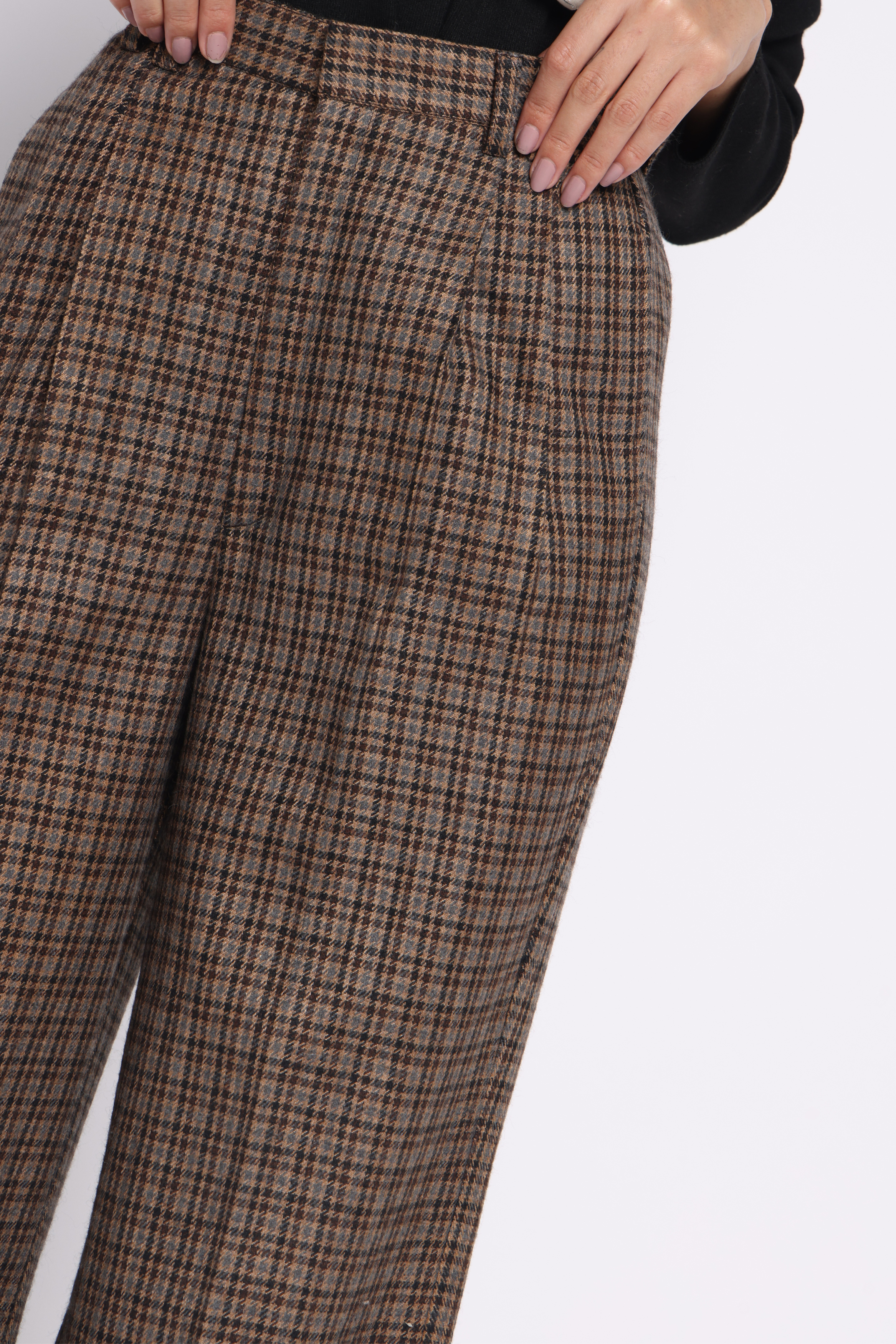 Girth High-Waisted Woolen Pants | Houndstooth