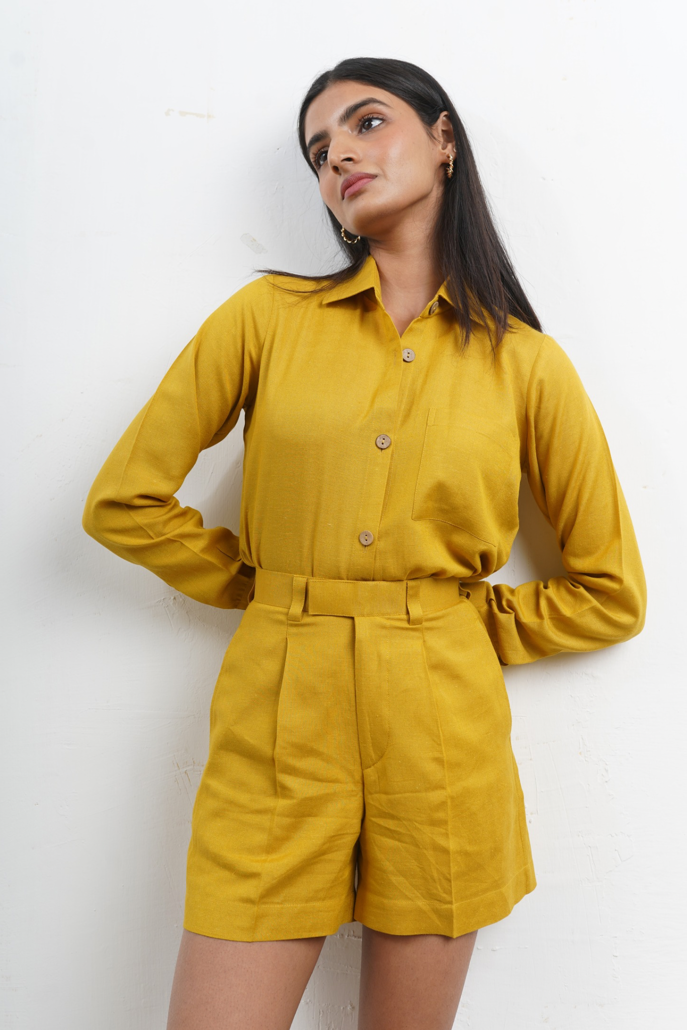 Enate Regular Shirt Set | Mustard