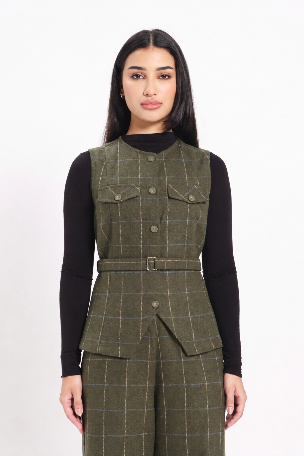 Tweed Waistcoat - Green Check