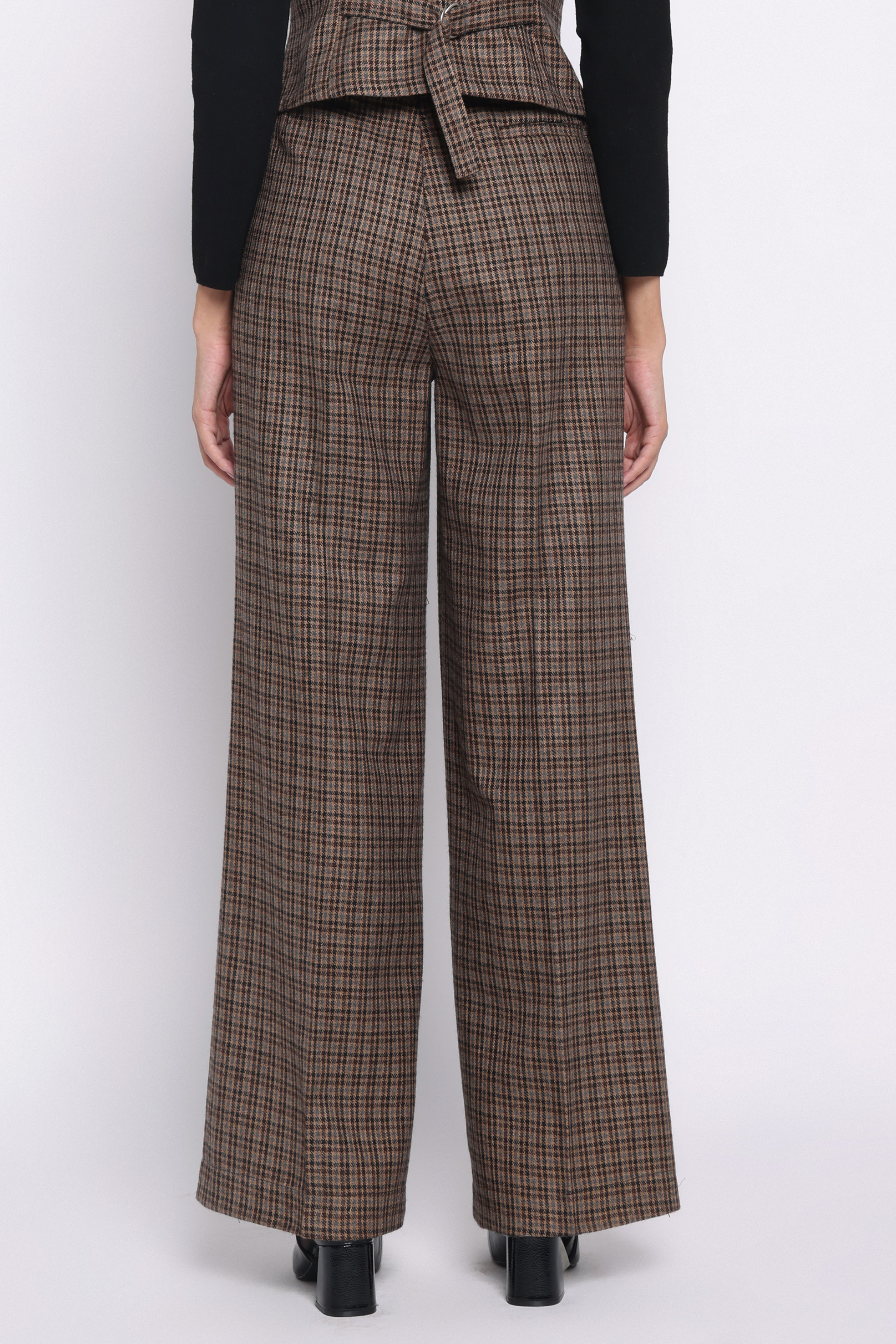 Girth High-Waisted Woolen Pants | Houndstooth