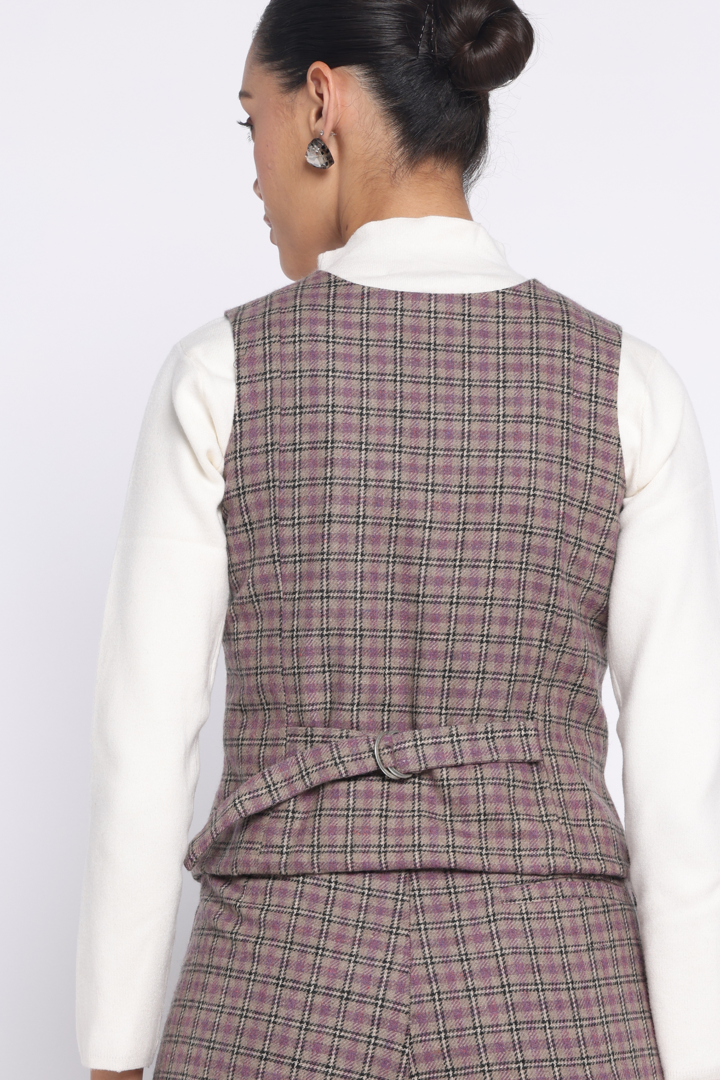 Woolen Waistcoat | Purple Check