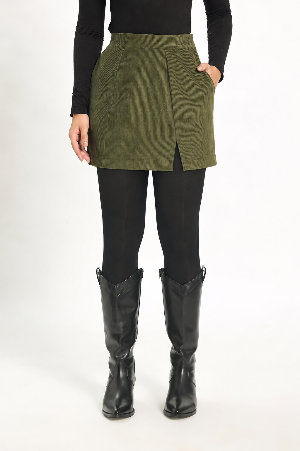 Córd Mini Skirt - Olive