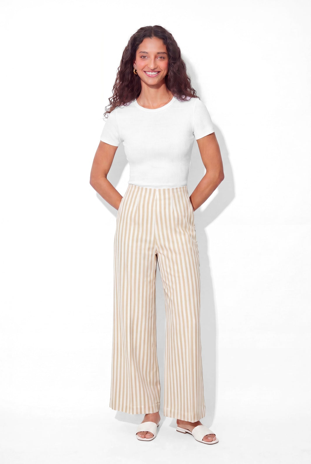 Soho Pants - Beige Stripe