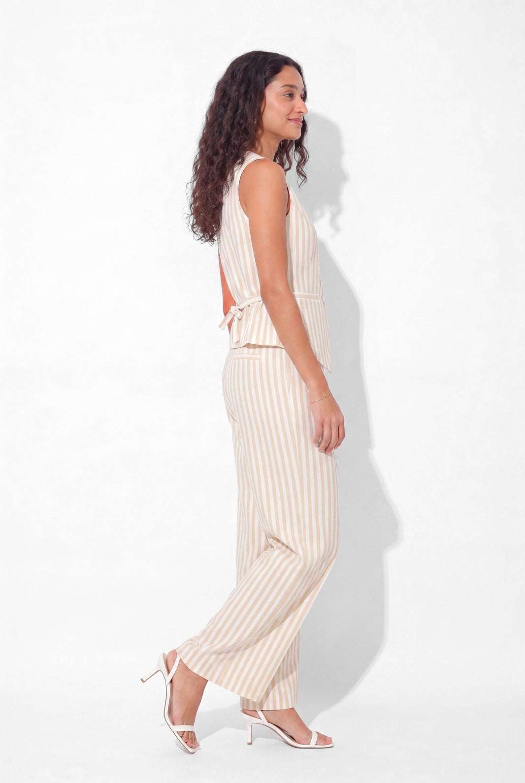 Soho Waistcoat Coord - Beige Stripe