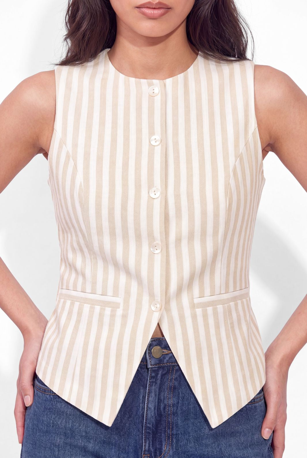 Soho Waistcoat - Beige Stripe