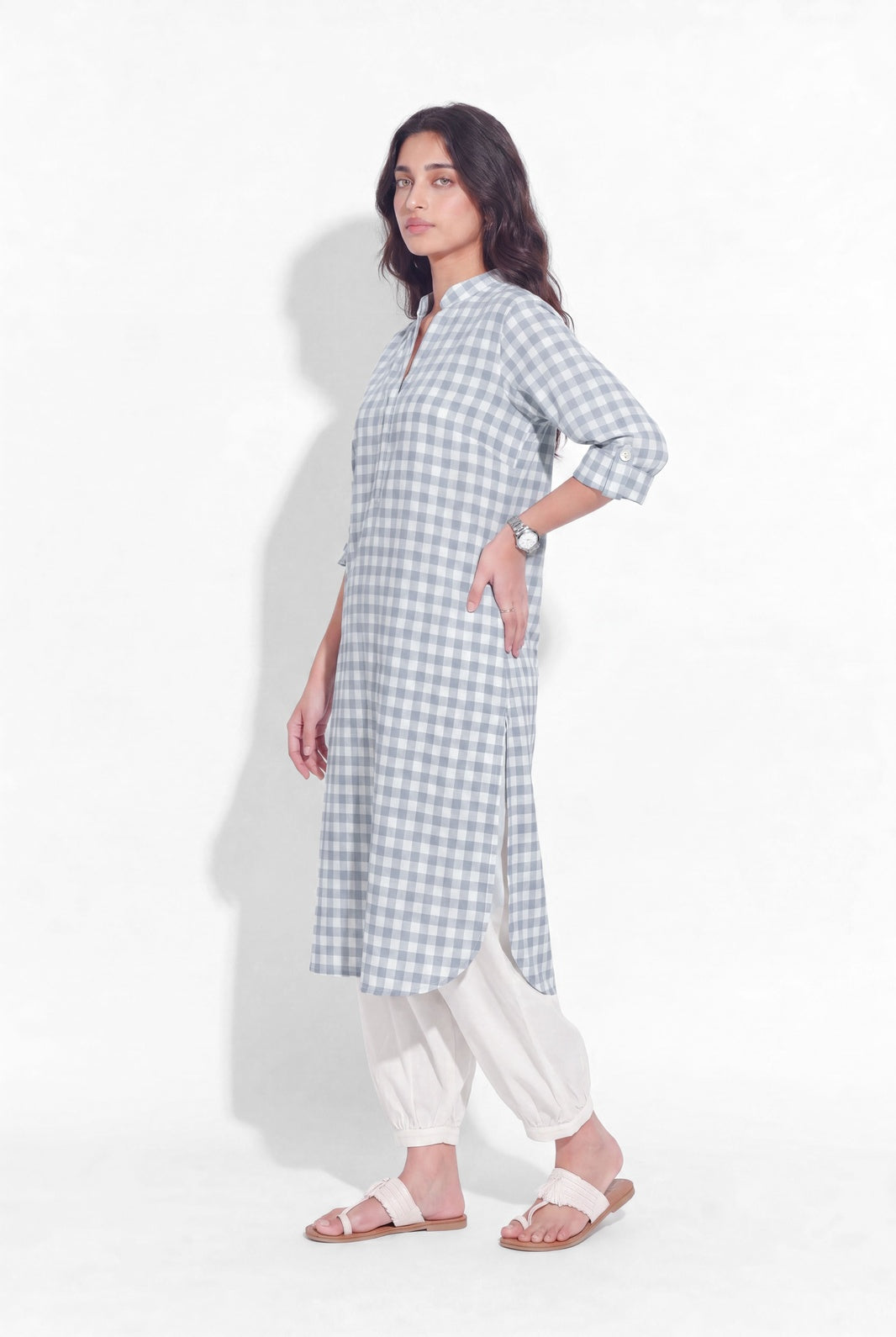 Mira Kurta Set - Blue Check