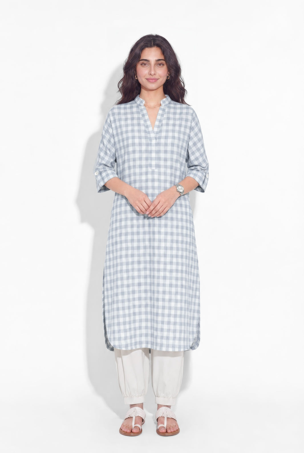 Mira Kurta Set - Blue Check