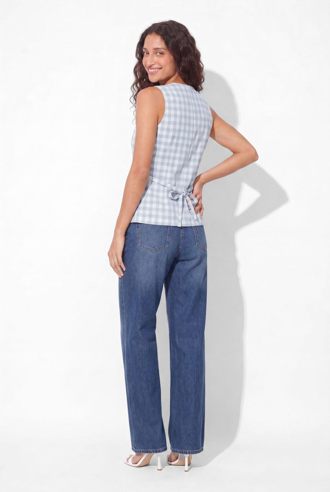 Longline Vest - Blue Check