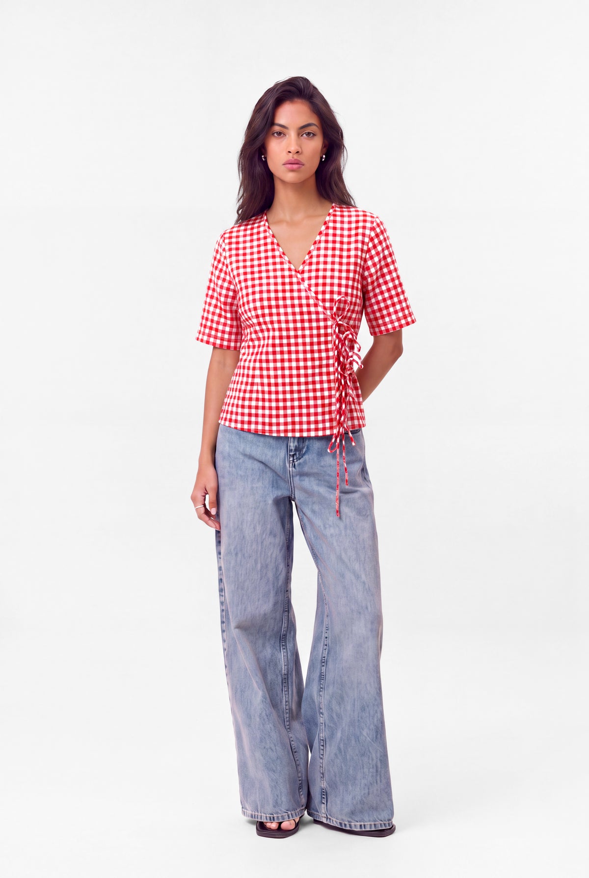 Angrakha Top - Red Gingham