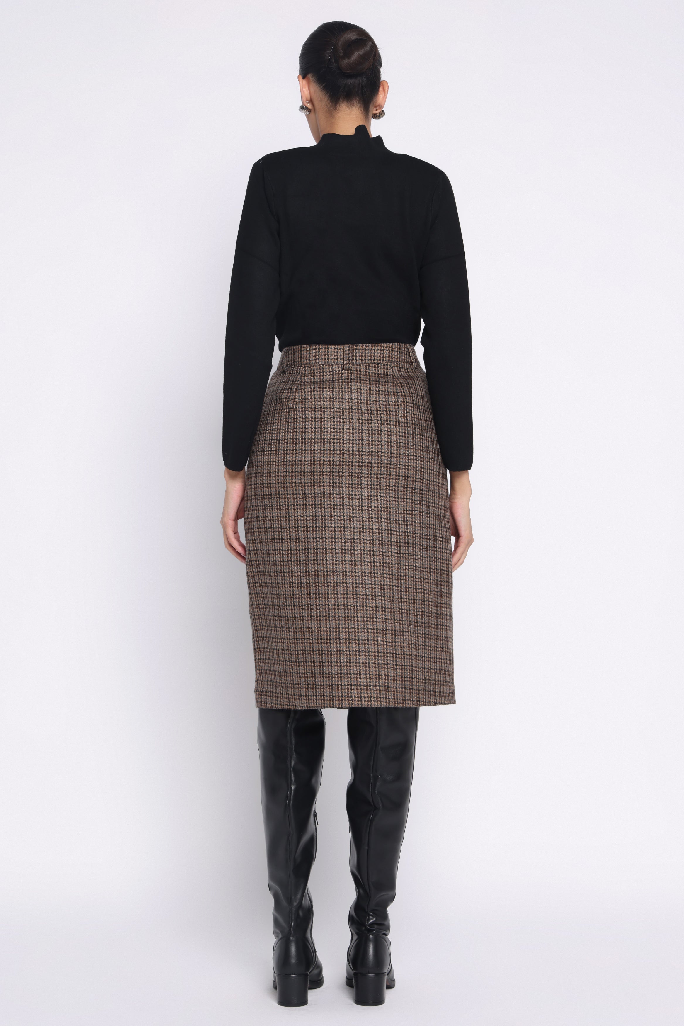 Erma Woolen Skirt | Houndstooth