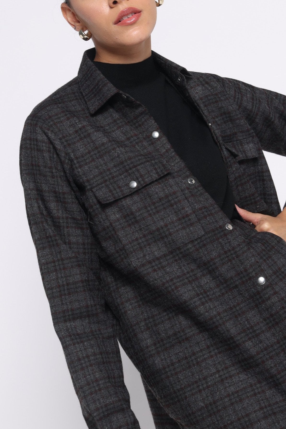 Enate Woolen Shirt | Black Check