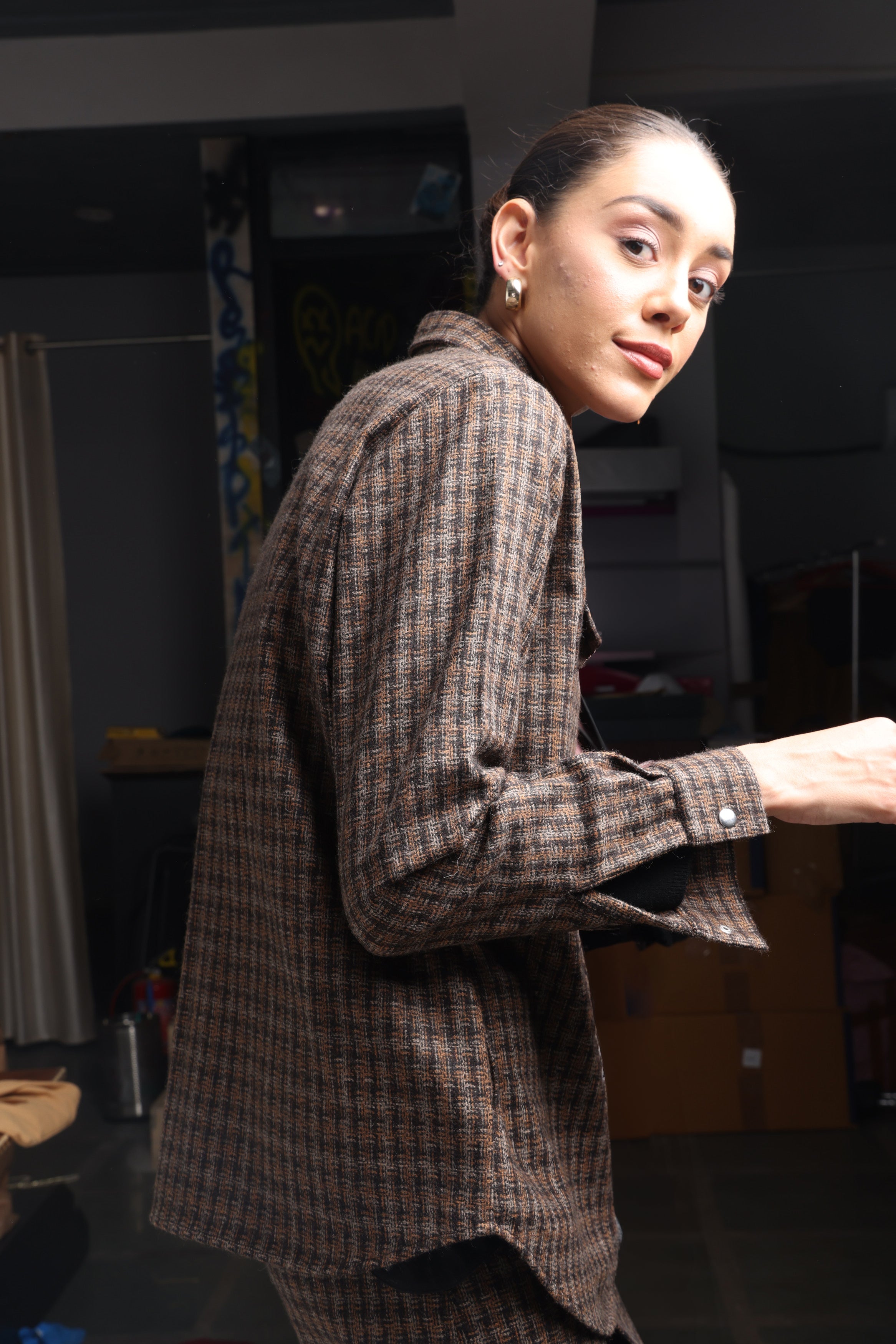 Enate Woolen Shirt | Brown Check