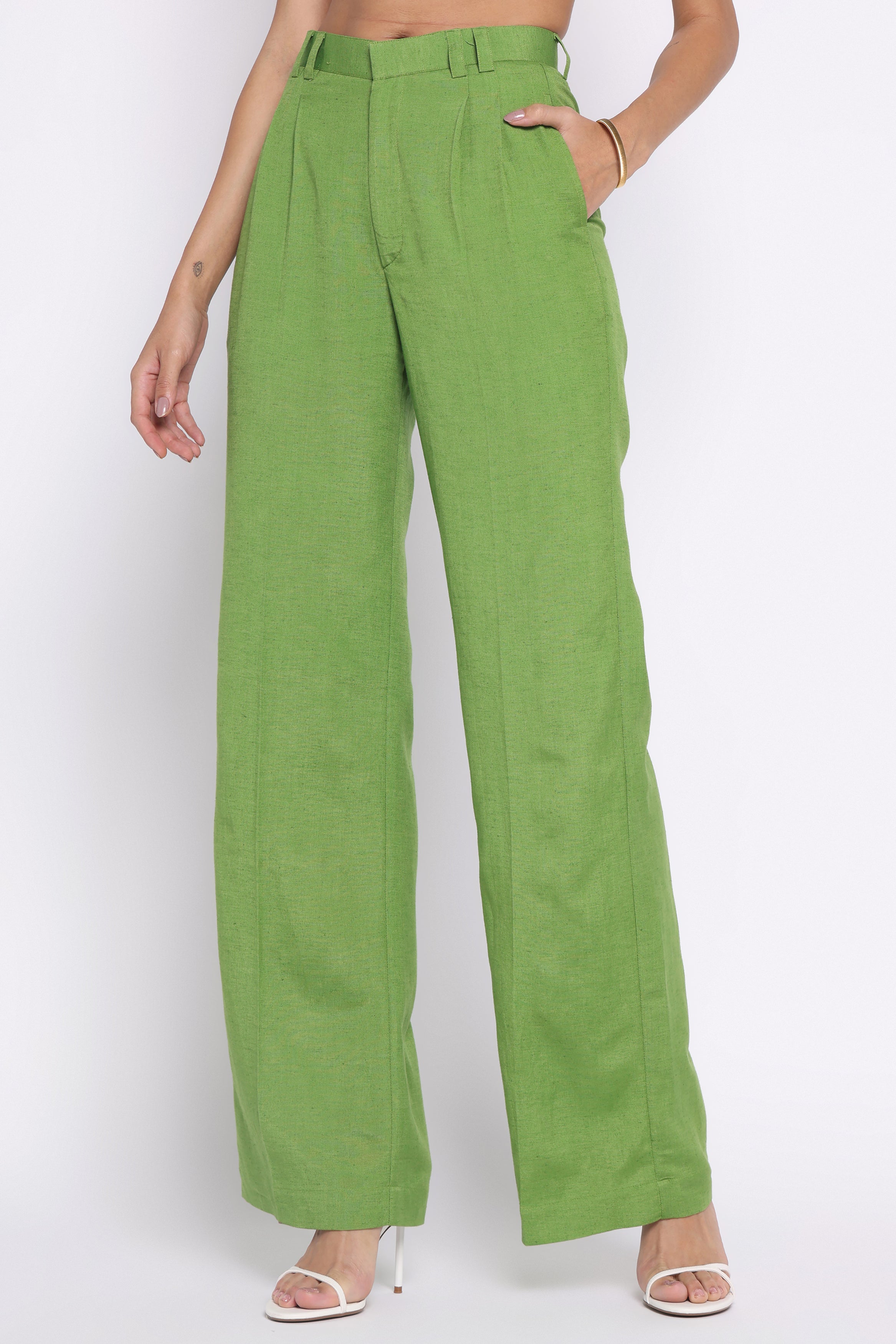 Girth High-Waisted Linen Pants | Green