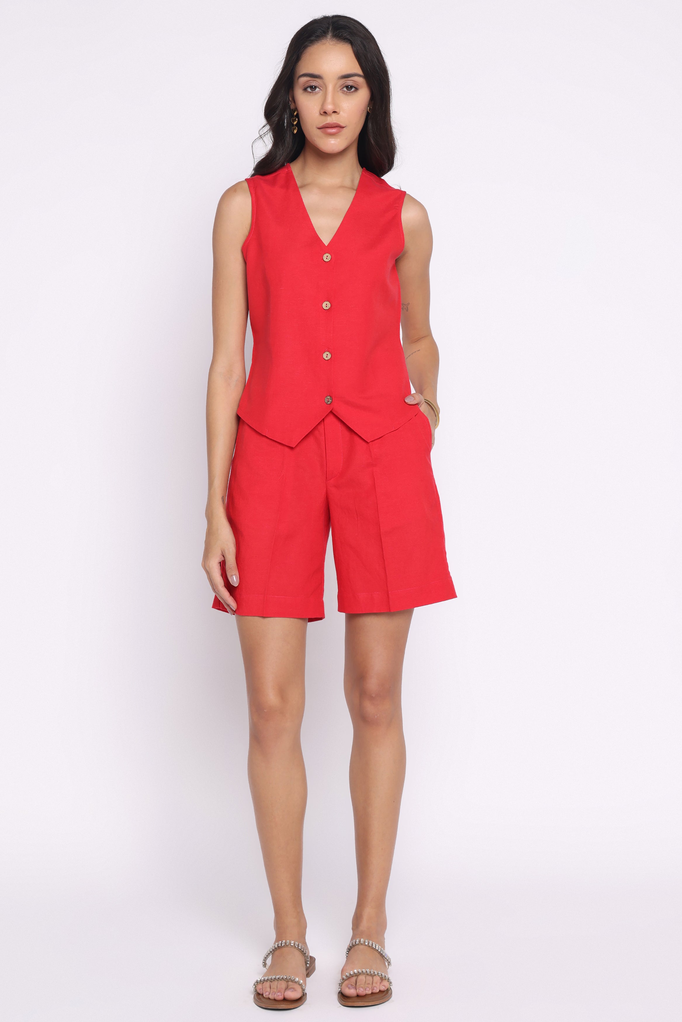 Waistcoat Short Set | Red