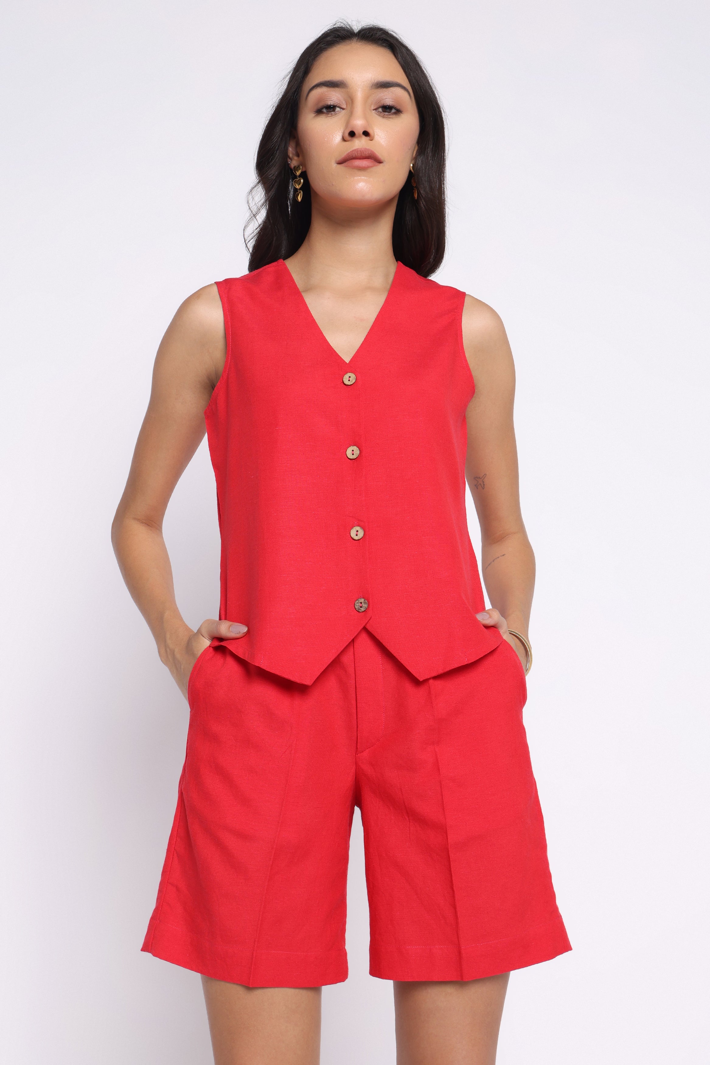 Waistcoat Short Set | Red