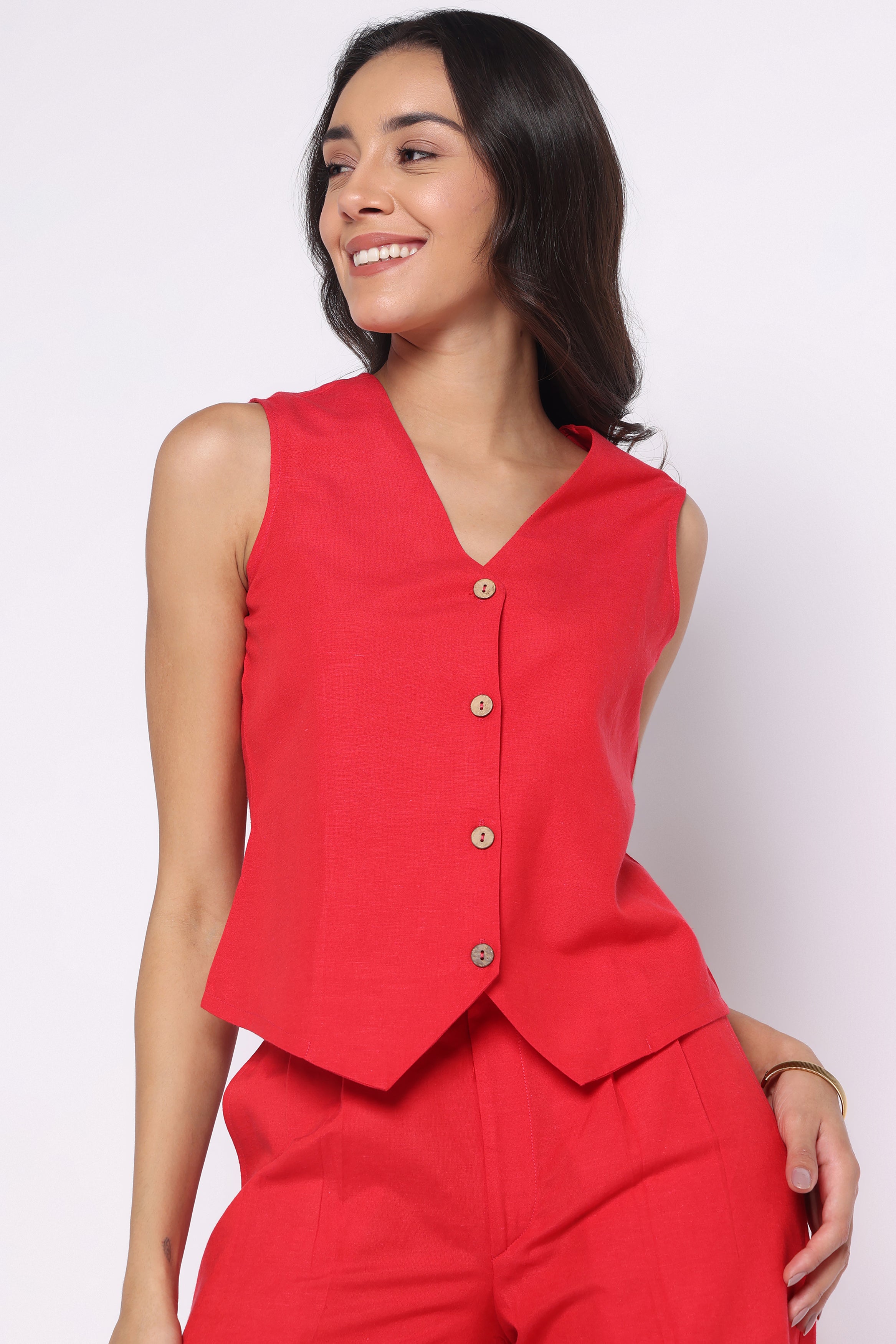 Litsea Waistcoat | Red