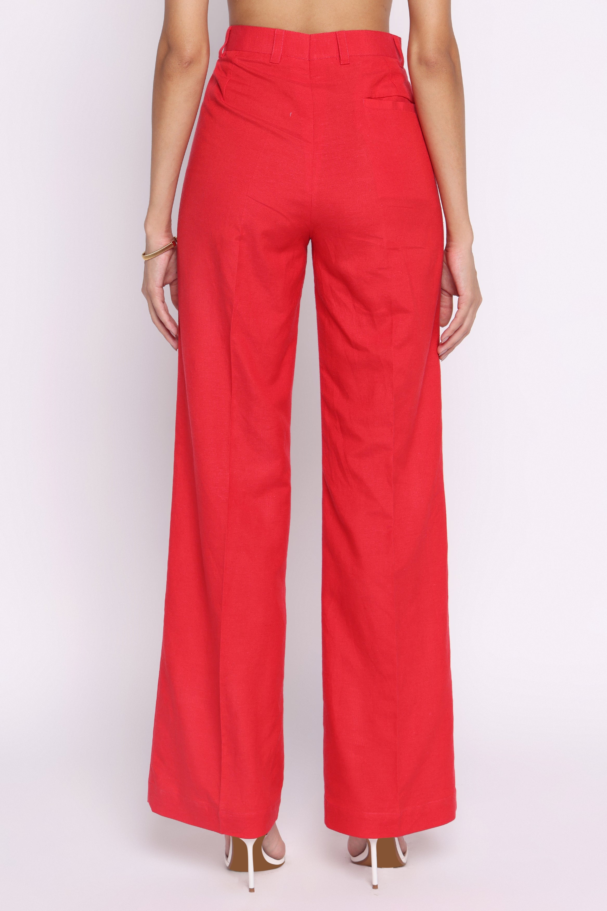 Girth High-Waisted Linen Pants | Red