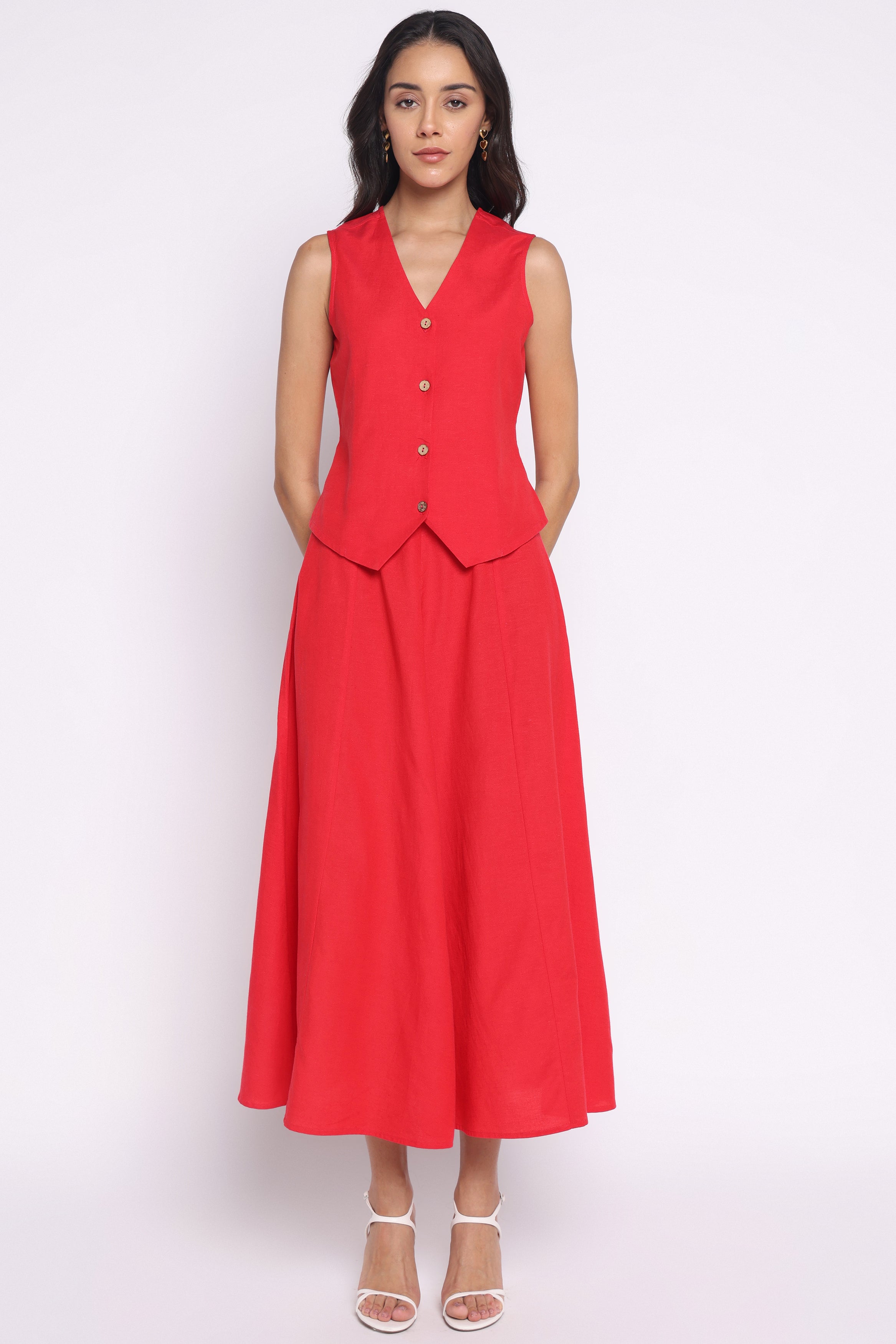 Waistcoat Skirt Set | Red