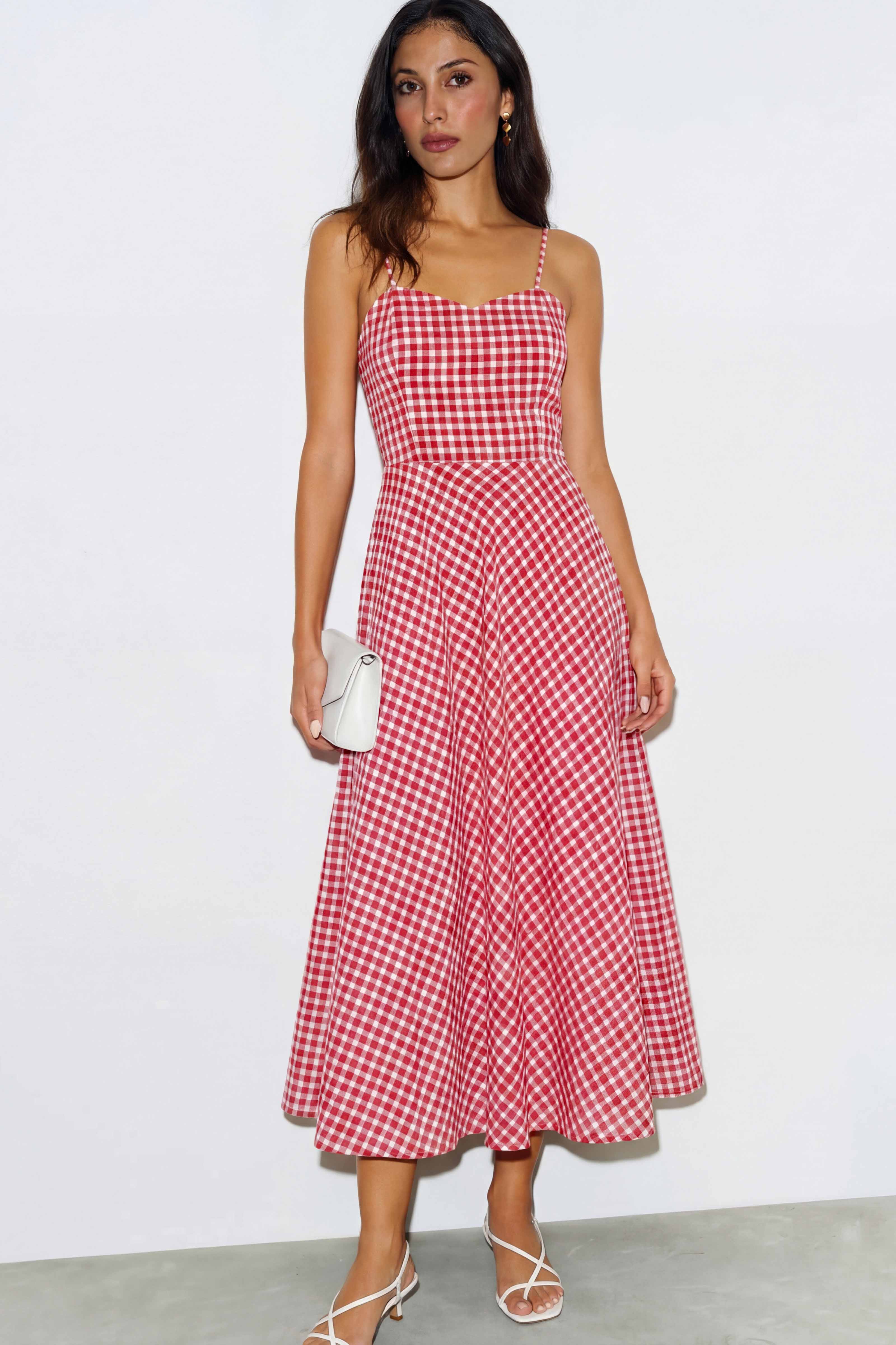 Daisy Gingham Dress - Red
