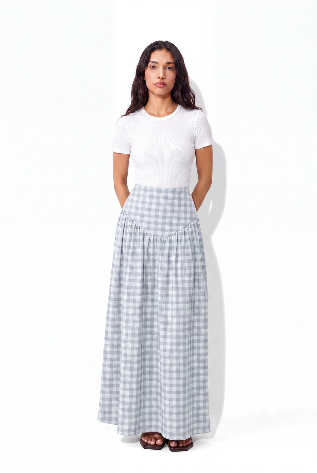 Cinch Skirt - Blue Check