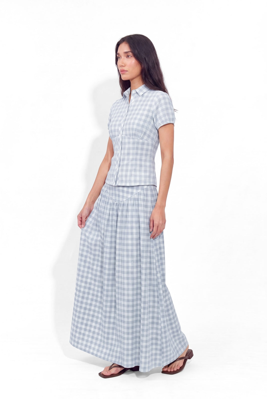 Curve Shirt Coord - Blue Check