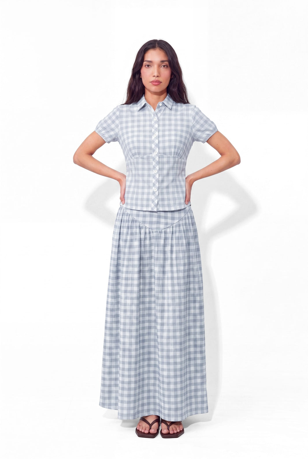 Curve Shirt Coord - Blue Check
