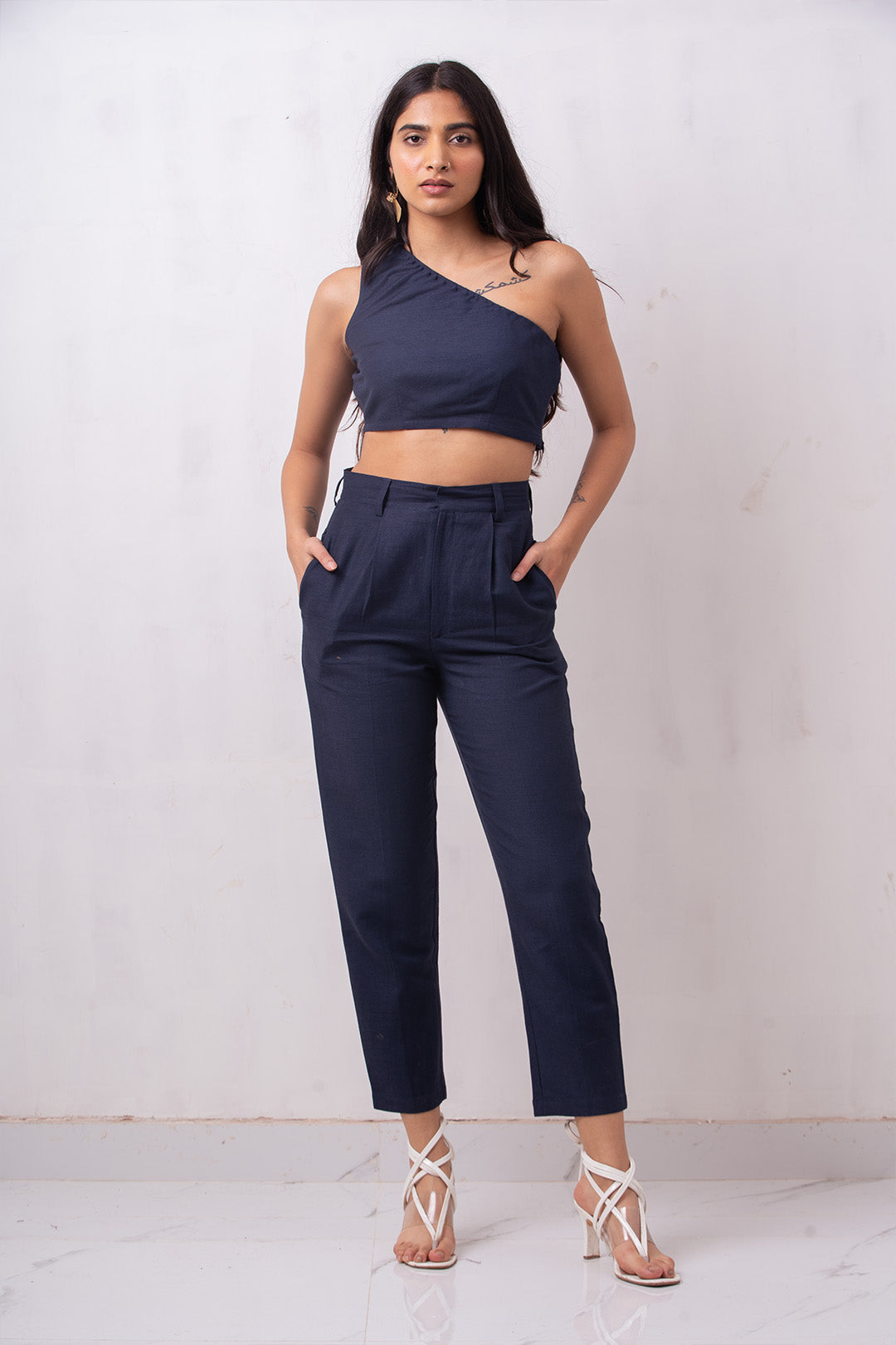 Hors High Waisted Trousers | Navy