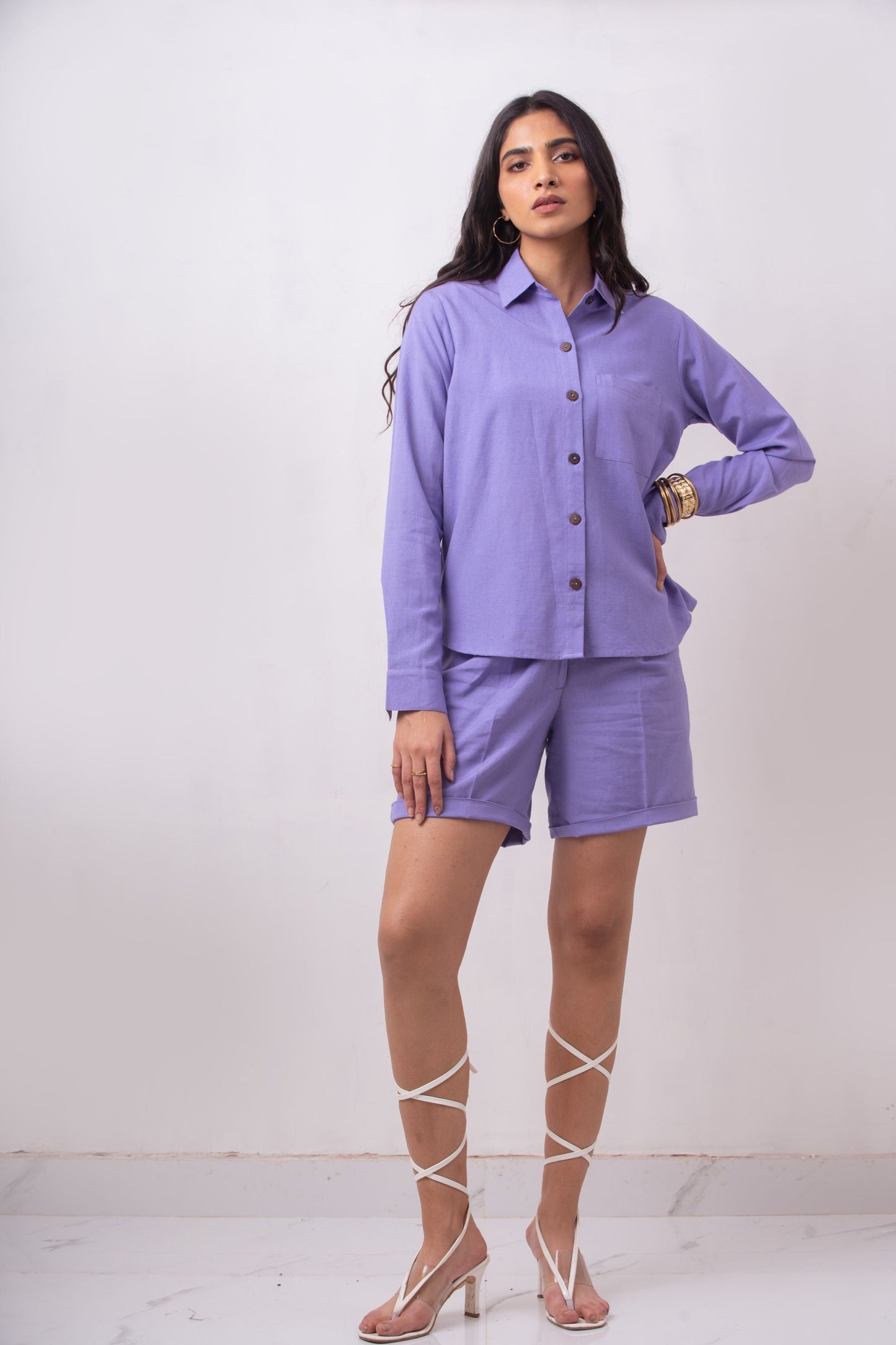 Enate Shirt Set  - Purple