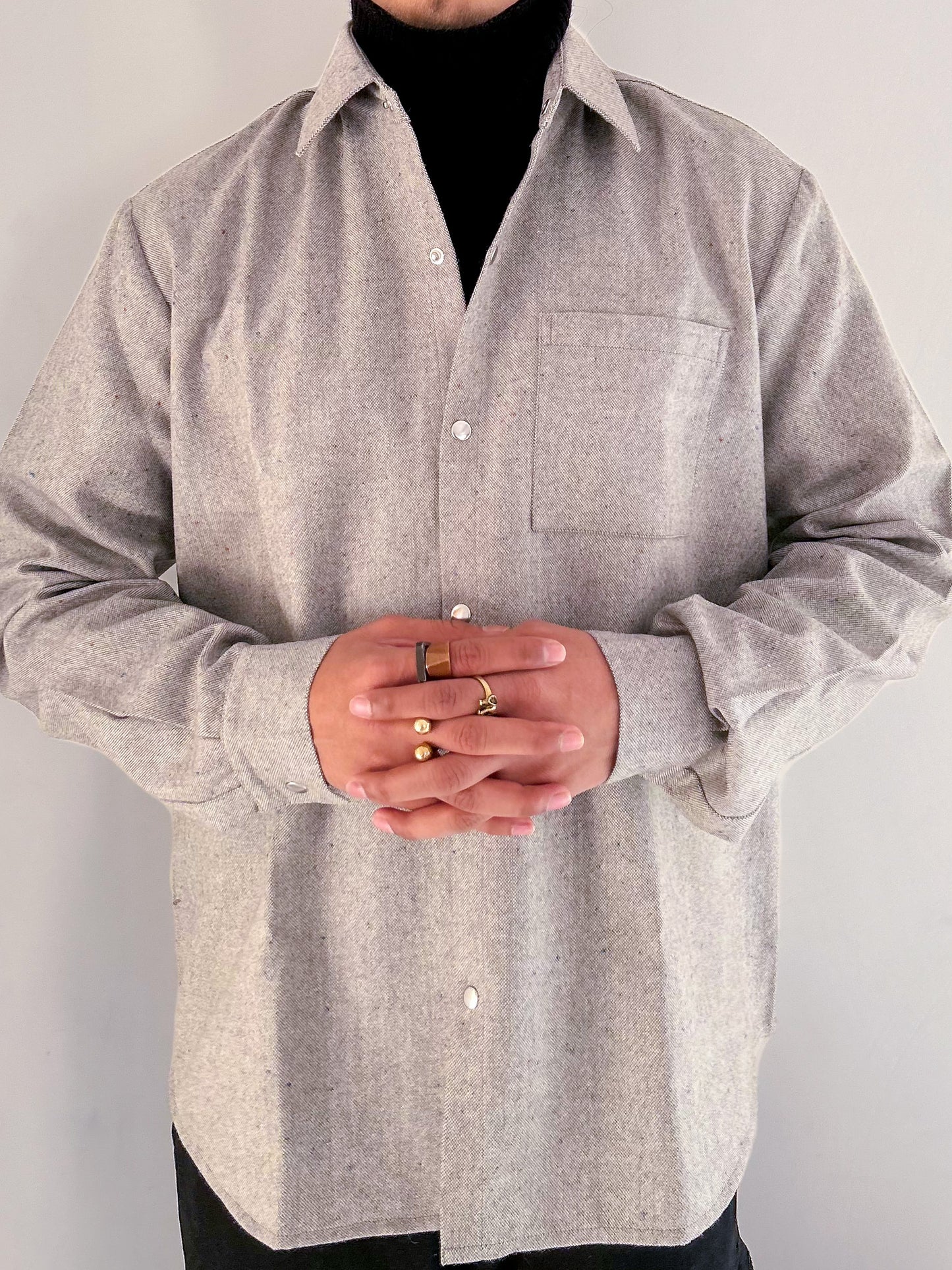 Nem Woolen Shirt | Grey Plain